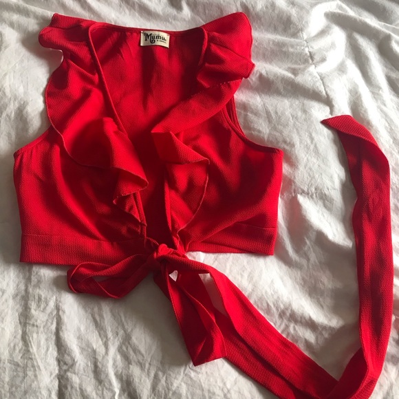 Show Me Your MuMu Red Tie Top - Picture 3 of 5
